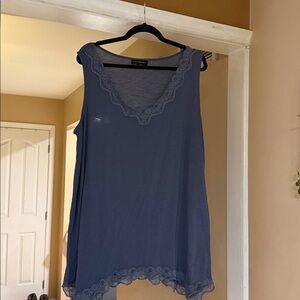Lane Bryant lace trimmed swing tank in slate blue